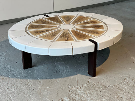 Ceramic Coffee Table and Vallauris Oak from Roger Capron, 1960s