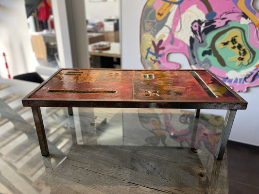 Ceramic Coffee Table in Lava Stone by Robert and Jean Cloutier Frères, 1950s-LA-1780638