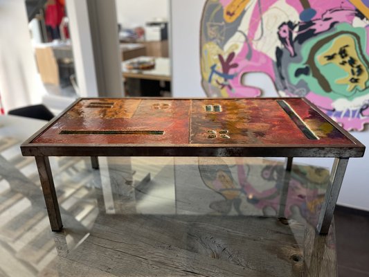 Ceramic Coffee Table in Lava Stone by Robert and Jean Cloutier Frères, 1950s-LA-1780638