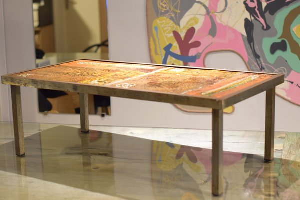 Ceramic Coffee Table in Lava Stone by Robert and Jean Cloutier Frères, 1950s-LA-1780223