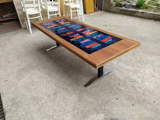 Ceramic Coffee Table with Abstract Decoration, 1960s-EAD-646586