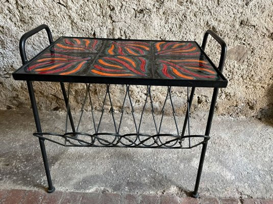 Ceramic Coffee Table with Magazine Holder, 1950s-SDV-857393