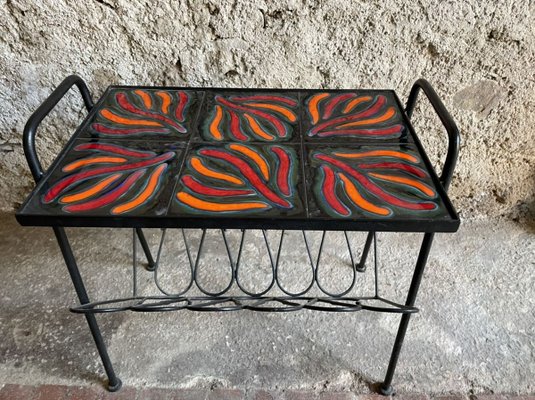 Ceramic Coffee Table with Magazine Holder, 1950s-SDV-857393