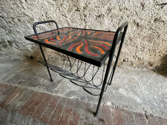 Ceramic Coffee Table with Magazine Holder, 1950s-SDV-857393