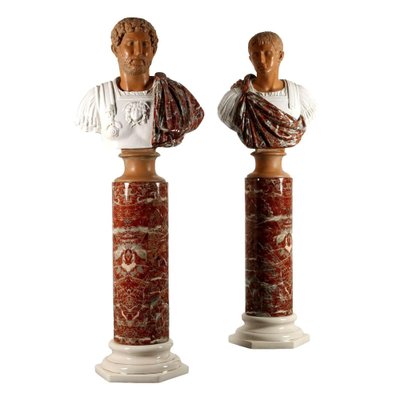 Ceramic Columns with Busts of Emperors by Tommaso Barbi, Set of 2-VMM-1807343