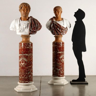 Ceramic Columns with Busts of Emperors by Tommaso Barbi, Set of 2-VMM-1807343