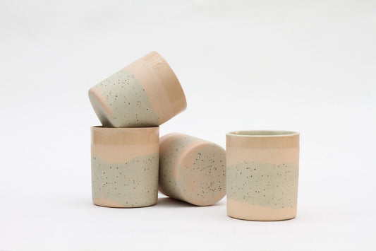 Ceramic Cups in Speckled and Pink Coloured Clay by Maevo, 2017, Set of 4