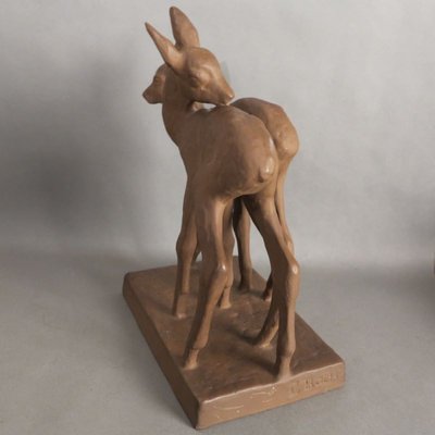 Ceramic Deer Group by Else Bach for Karlsruher Majolika, 1950s-WK-724133