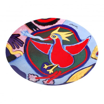 Ceramic Dish Depicting Red Bird By Corneille-MTD-1399782