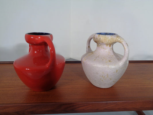 Ceramic Double Handled Fat Lava Vases from Marei, 1970s, Set of 2