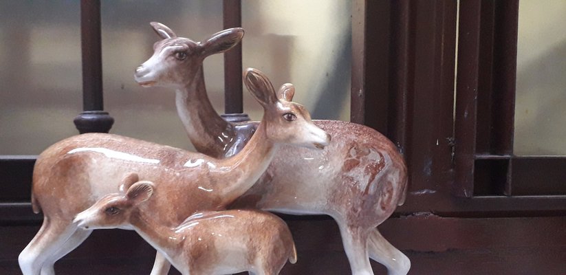 Ceramic Fawns Sculpture from Mica Italy, 1929-AKA-1792232