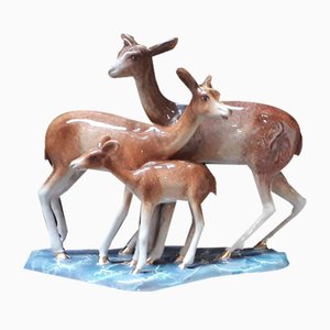 Ceramic Fawns Sculpture from Mica Italy, 1929-AKA-1792232