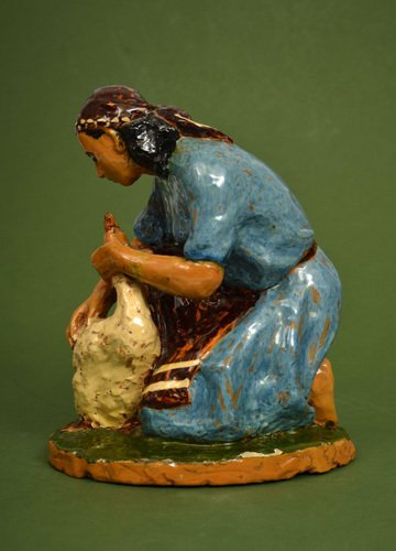 Ceramic Figure Girl with a Goose