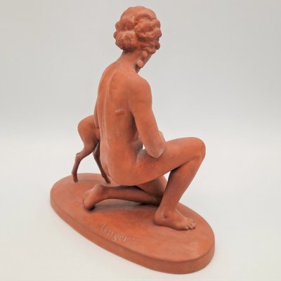 Ceramic Figure of Female Nude with Deer by R. Unger, 1941-WK-1799557