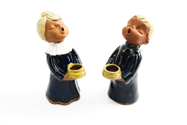 Ceramic Figurine Angel Candleholders, Vienna, 1950s, Set of 2-SPD-1758718