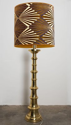 Ceramic Floor Lamp attributed to Kaiser with Silk Lampshade from Dedar, 1960s-VDW-1785957