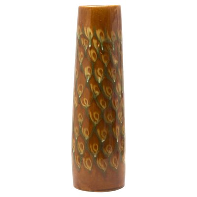 Ceramic Floor Vase with Slip Glaze and Peacock Feather Motif, 1960s-MJY-1448610