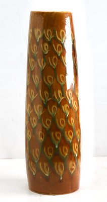 Ceramic Floor Vase with Slip Glaze and Peacock Feather Motif, 1960s-MJY-1448610