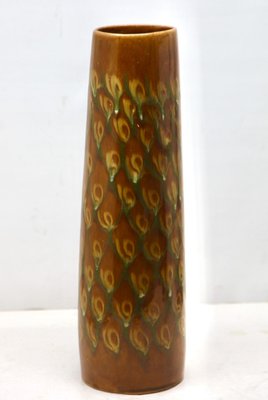 Ceramic Floor Vase with Slip Glaze and Peacock Feather Motif, 1960s-MJY-1448610