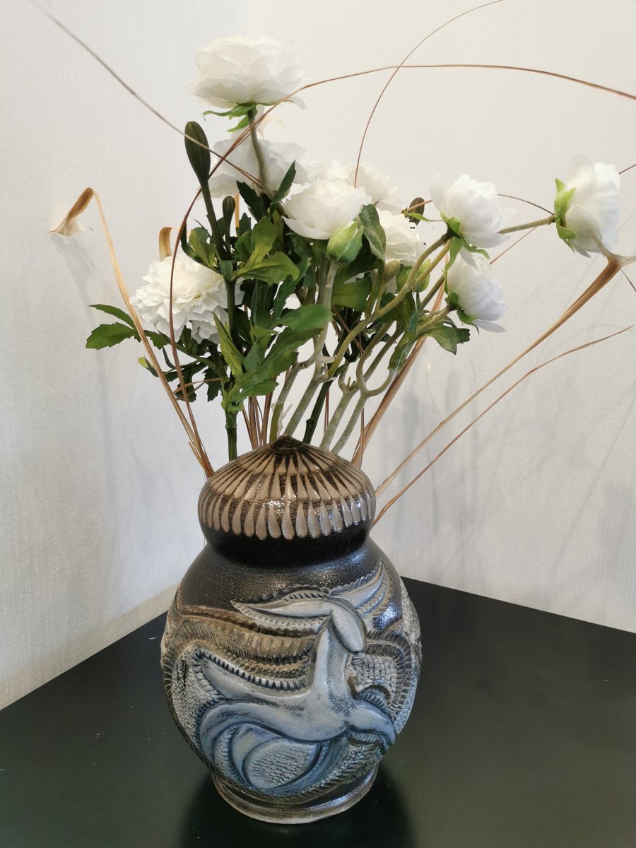 Ceramic Flower Vase by Remmy Fils Betschdorf, 1989