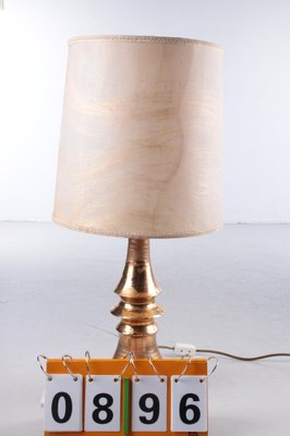 Ceramic & Gold Table Lamp with Original Shade, 1970s-EZZ-1047169