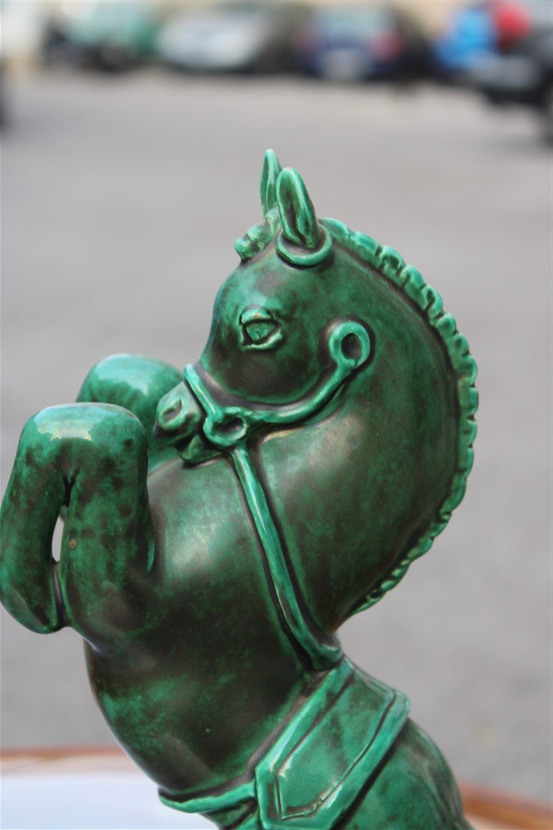 Ceramic Green Horse from Zaccagnini, 1940s