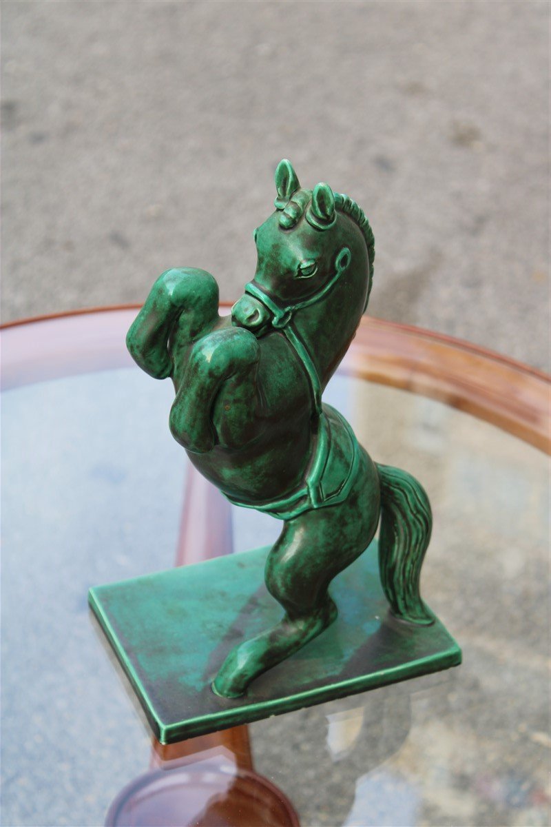 Ceramic Green Horse from Zaccagnini, 1940s