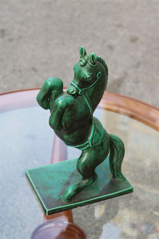 Ceramic Green Horse from Zaccagnini, 1940s