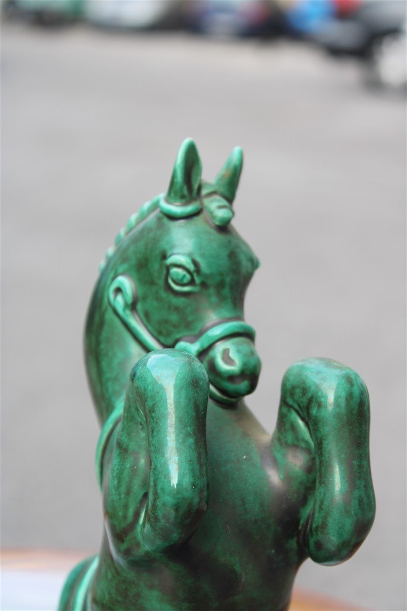 Ceramic Green Horse from Zaccagnini, 1940s