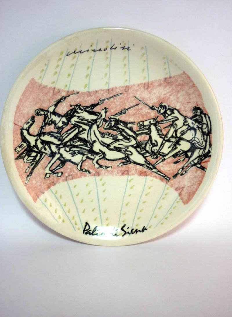 Ceramic Horse Races Plates by Remo Brindisi, 1970s, Set of 4