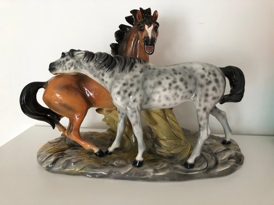 Ceramic Horses Figurine from Ronzan, 1940-OLY-1142330