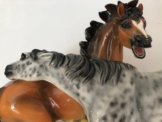 Ceramic Horses Figurine from Ronzan, 1940