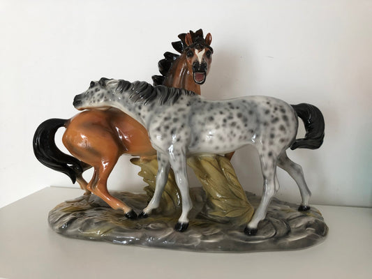 Ceramic Horses Figurine from Ronzan, 1940