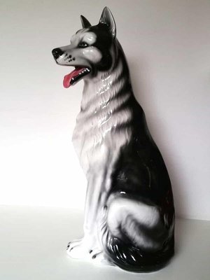 Ceramic Husky Dog Sculpture, 1960s-BW-622677