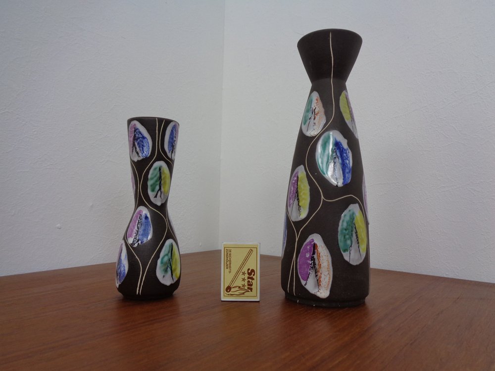 Ceramic Kongo Vases by Bodo Mans for Bay Keramik, 1960s, Set of 2