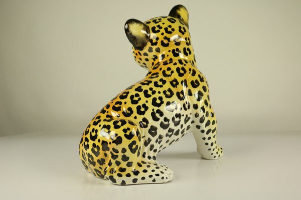 Ceramic Leopard / Cheetah Baby Hand Painted Figurine, Italy, 1960s-FUP-878845