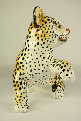 Ceramic Leopard / Cheetah Baby Hand Painted Figurine, Italy, 1960s-FUP-878845