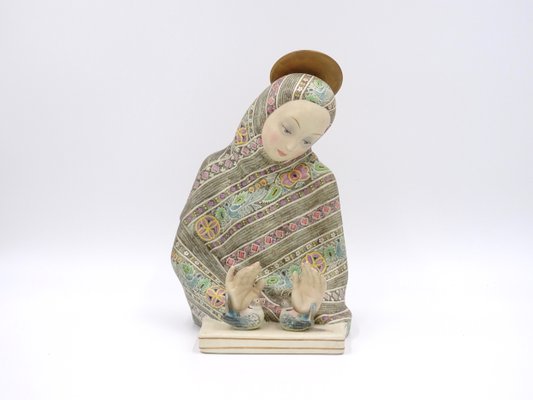 Ceramic Madonna Dell'amore Sculpture by Helen König Scavini for Fabbrica Lenci-MLN-919501