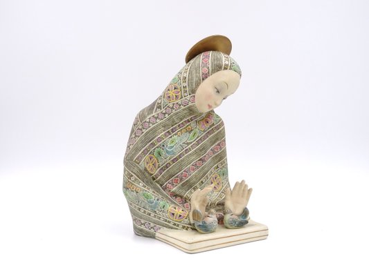 Ceramic Madonna Dell'amore Sculpture by Helen König Scavini for Fabbrica Lenci-MLN-919501