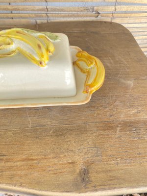 Ceramic Majolica Style Butter Dish, Portugal, 1970s-UR-1342404