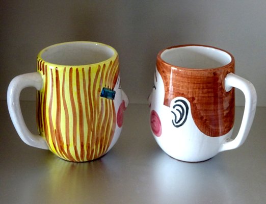 Ceramic Man & Woman Mugs, 1960s, Set of 2-GT-1254125