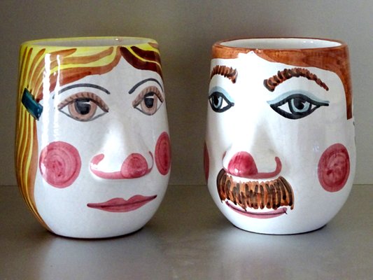 Ceramic Man & Woman Mugs, 1960s, Set of 2-GT-1254125