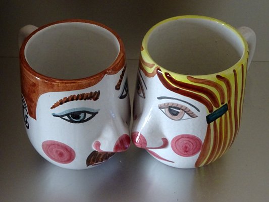 Ceramic Man & Woman Mugs, 1960s, Set of 2-GT-1254125