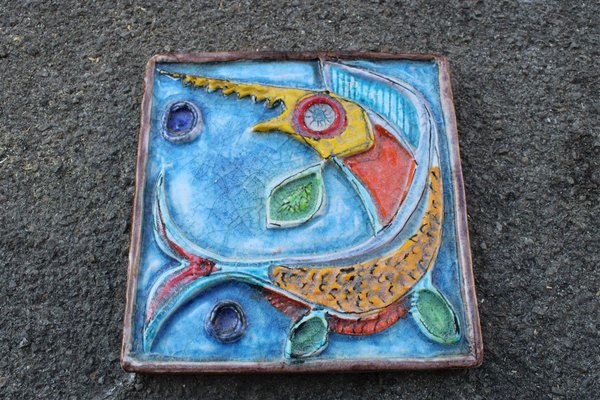 Ceramic Marlin Fish Plate by Giovanni Desimone, 1970s-EH-853017