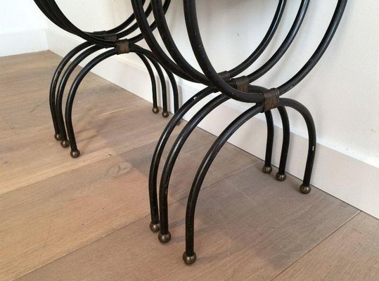 Ceramic & Metal Nesting Tables, 1950s, Set of 3-BA-1365652