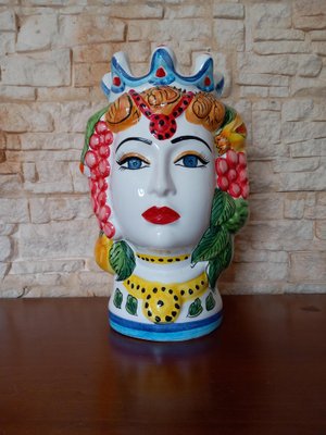 Ceramic Moorish Head Vases, 1990s, Set of 2-WMZ-1767960