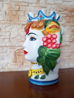 Ceramic Moorish Head Vases, 1990s, Set of 2-WMZ-1767960