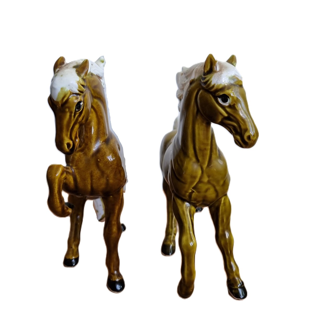 Ceramic Olive Green Horses from CM Inc Chadwick, Japan, 1960s, Set of 2