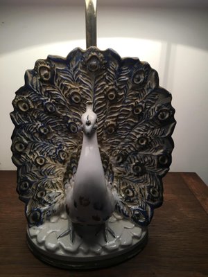 Ceramic Peacock Table Lamp, 1970s-AVC-686862