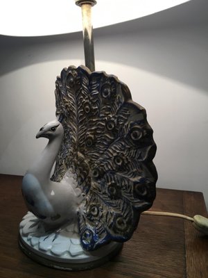 Ceramic Peacock Table Lamp, 1970s-AVC-686862